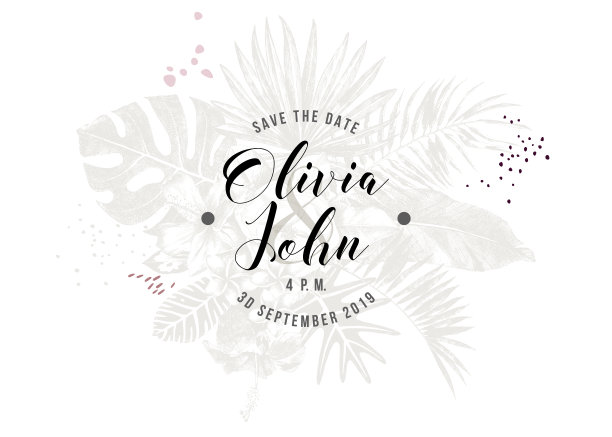 热带婚礼卡片设计图片下载