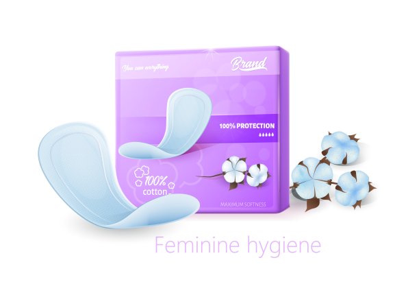 女性卫生海报(含卫生巾、包装及鲜花)图片下载