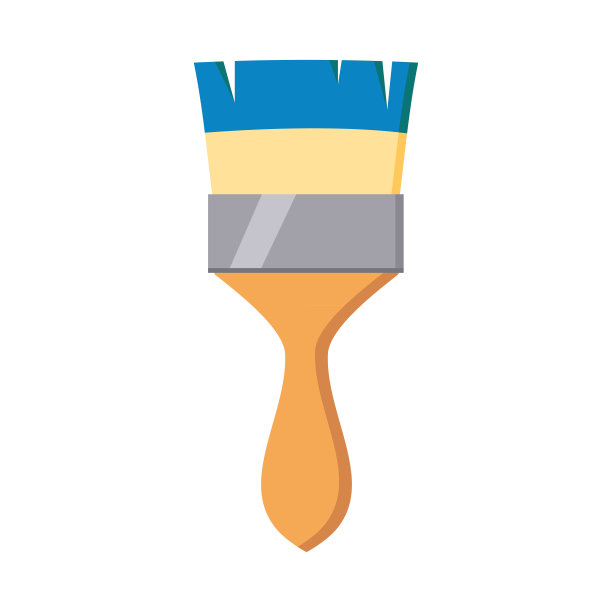 毛笔画的墙。修复工具。画家仪器。家庭作业过程矢量插图孤立在白色。卡通风格图片下载