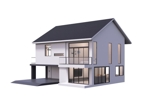 房子孤立在一个白色的3d渲染。图片下载