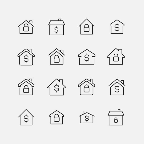 房地产相关的矢量图标集图片下载