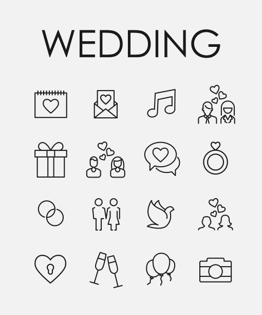 优质的婚庆系列图标。图片下载
