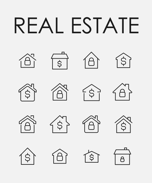 房地产相关的矢量图标集图片下载
