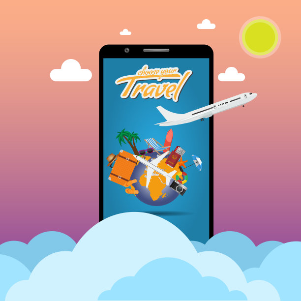 通过智能手机屏幕在线订购旅游或度假门票概念。矢量插图。图片下载