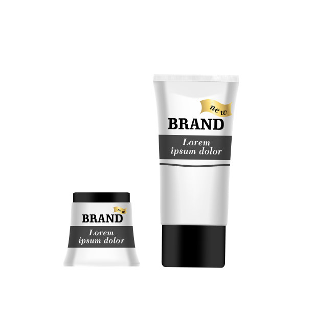 逼真的白色化妆品膏霜容器和管霜。而化妆品包装图片下载