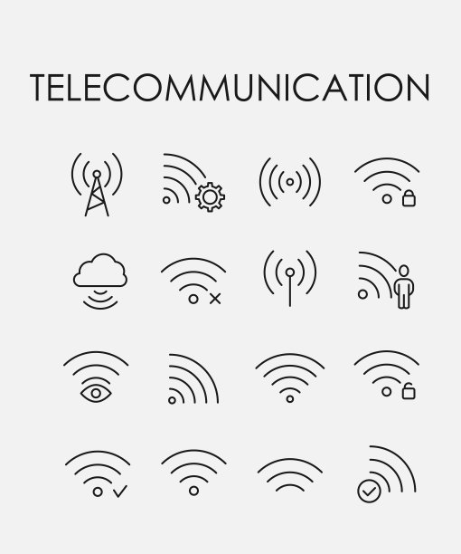 简洁的通信线条图标合集图片下载