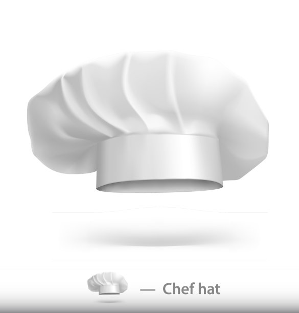 厨师帽与现实阴影孤立在白色背景。图片下载