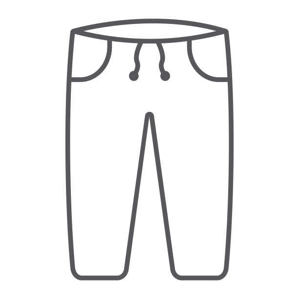 运动裤细线图标，衣服和运动，裤子标志，矢量图形，白色背景上的线性图案。图片下载