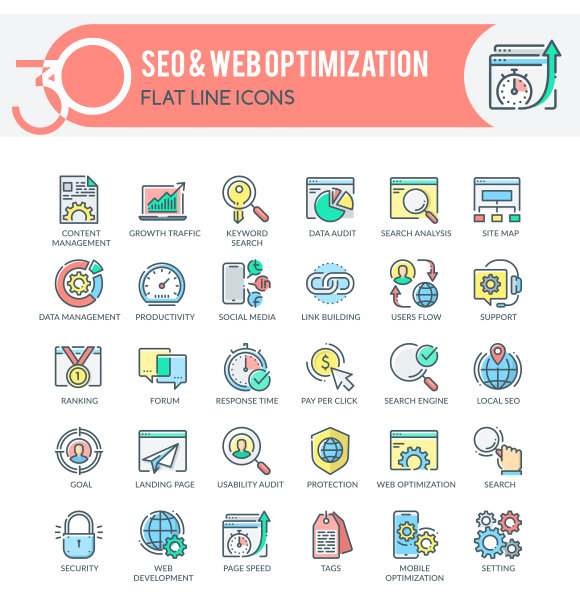 SEO和网站优化图标图片下载