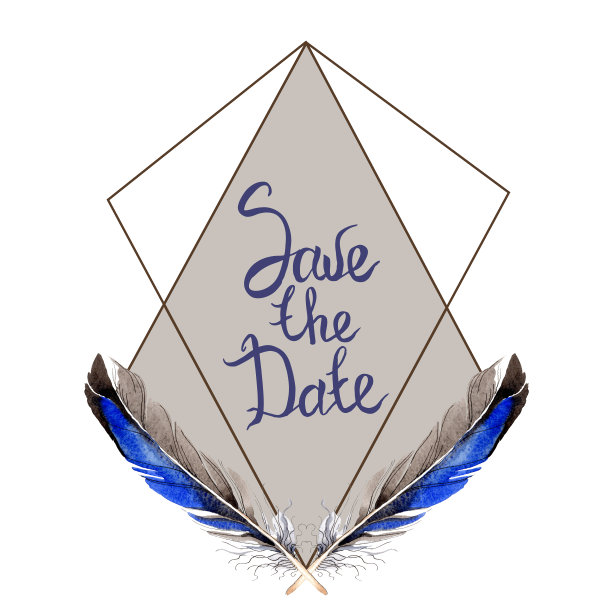 水彩蓝色和黑色鸟类羽毛从翅膀孤立。边框装饰方形。图片下载