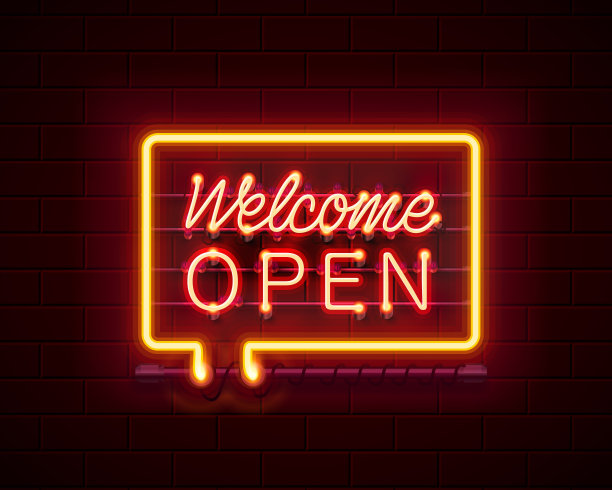 霓虹迎开招牌。图片下载