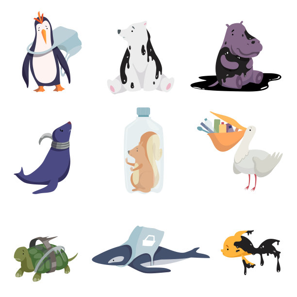 全球环境问题集，水的污染，空气，土壤，生态灾害矢量插图在白色的背景图片下载