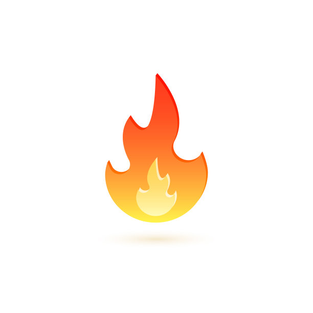 火焰图标，矢量卡通孤立火焰平面符号图片下载
