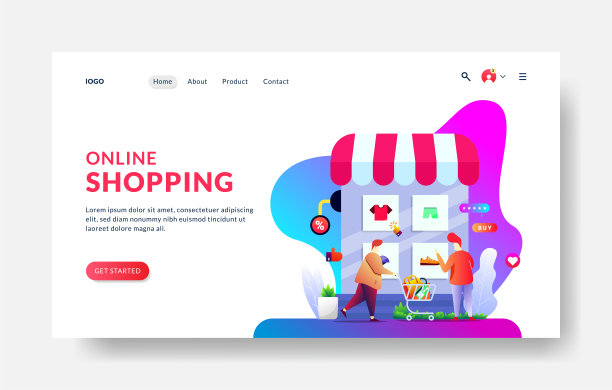 网上购物登陆页面模板。现代平面网页设计理念适用于网页设计和移动网站。矢量插图图片下载