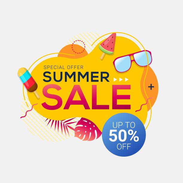 夏季销售抽象几何横幅模板图片下载