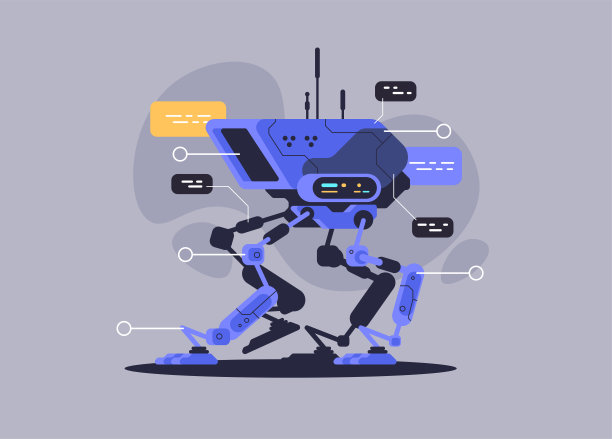 军事机器狗。未来的现代技术。矢量图图片下载