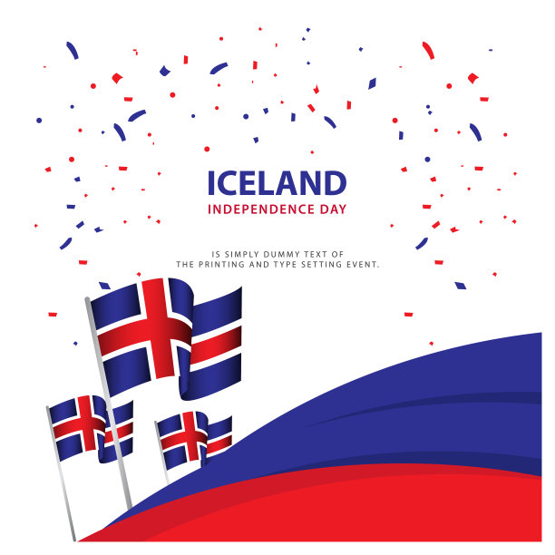 快乐冰岛独立日庆祝海报模板设计插图图片下载
