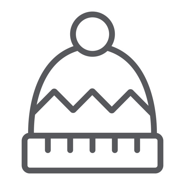 冬季帽子线图标，衣服和配饰，暖帽标志，矢量图形，白色背景上的线性图案。图片下载