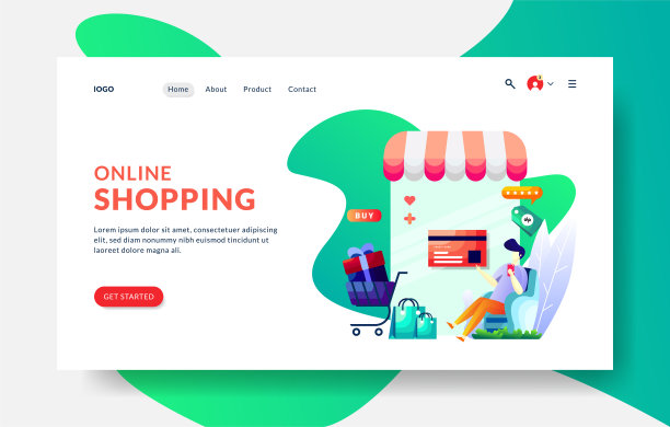 网上购物登陆页面模板。现代平面网页设计理念适用于网页设计和移动网站。矢量插图图片下载