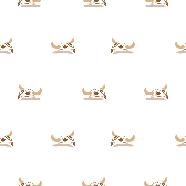 沙漠无缝矢量图中的动物头骨。图片下载