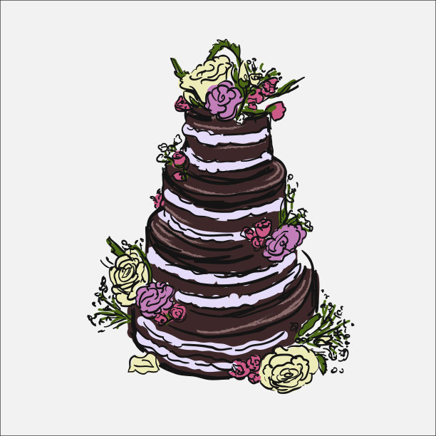 手绘蛋糕插图。图片下载