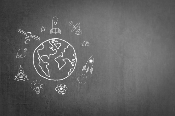 国际人类太空飞行UFO概念日在肮脏的黑色黑板背景上图片下载