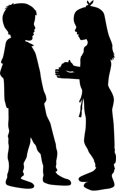 孩子剪影。矢量的工作。图片下载