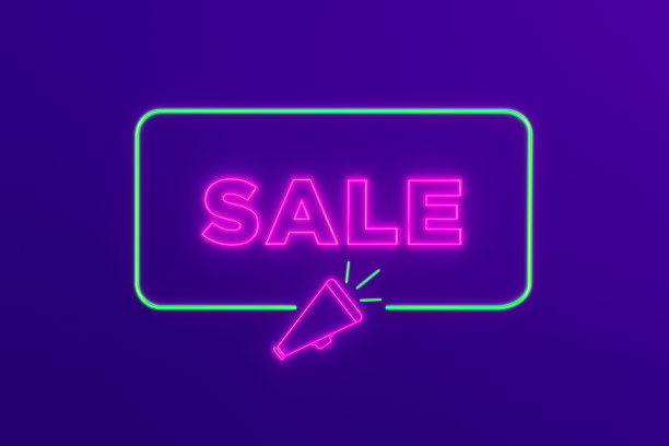 销售概念与霓虹灯的颜色图片下载