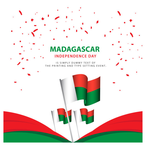快乐马达加斯加独立日庆祝海报模板设计插图图片下载