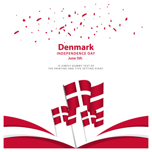 快乐丹麦独立日庆祝海报模板设计插图图片下载