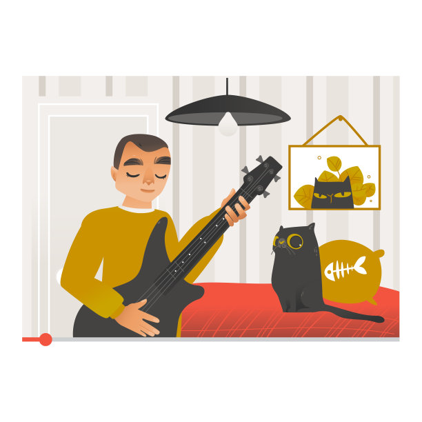 视频博主在屏幕上弹吉他唱歌。图片下载