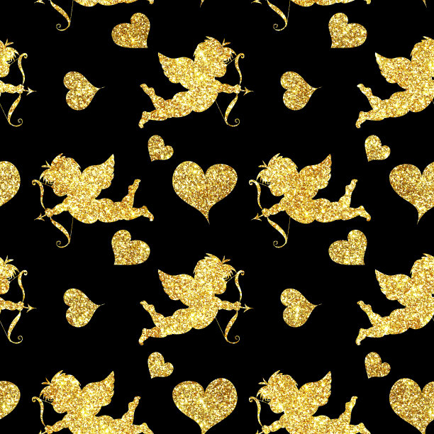情人节金灿灿魅力四射无缝图案图片下载