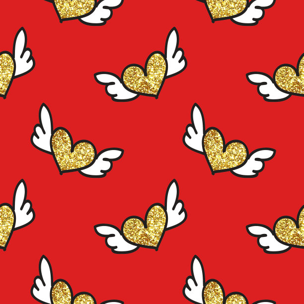 情人节金灿灿魅力四射无缝图案图片下载