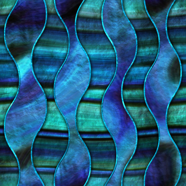 无缝纹理与波模式鲍鱼背景，3d插图图片下载