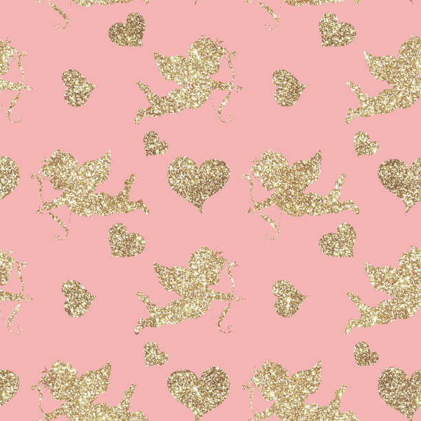 情人节金灿灿魅力四射无缝图案图片下载