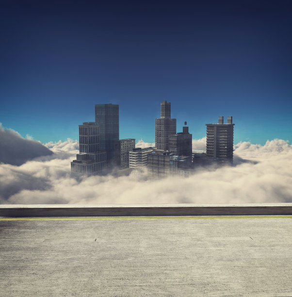 云霄之上的摩天大楼-鸟瞰图图片下载