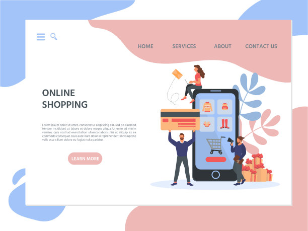 有借记卡和信用卡的男人。移动网购概念。图片下载