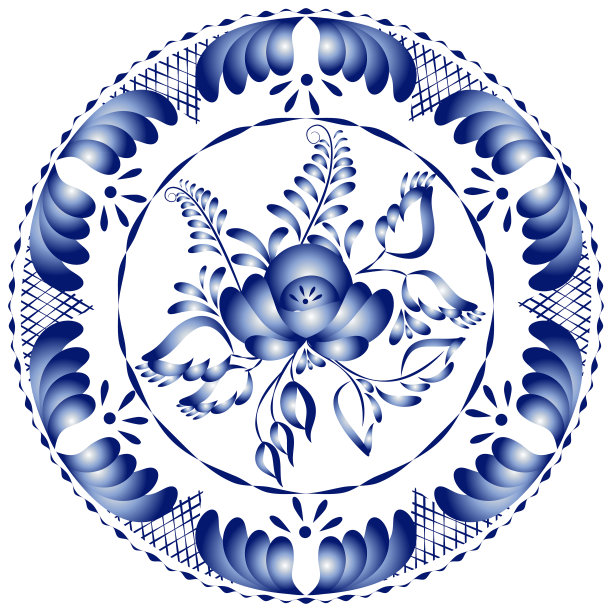 圆形设计元素，Gzhel风格。图片下载