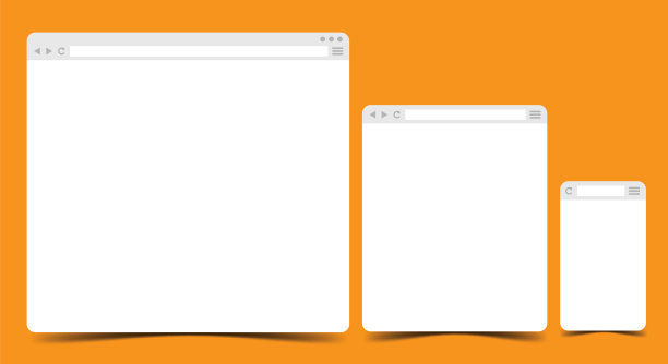 浏览器原型。网站不同设备网页窗口移动屏幕互联网平面模板空页面网络行向量集图片下载