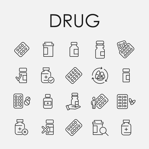 简约的医疗药品相关线性图标合集图片下载
