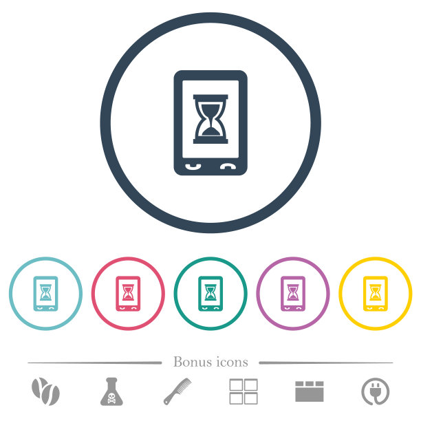 移动工作平面颜色图标在圆形轮廓图片下载