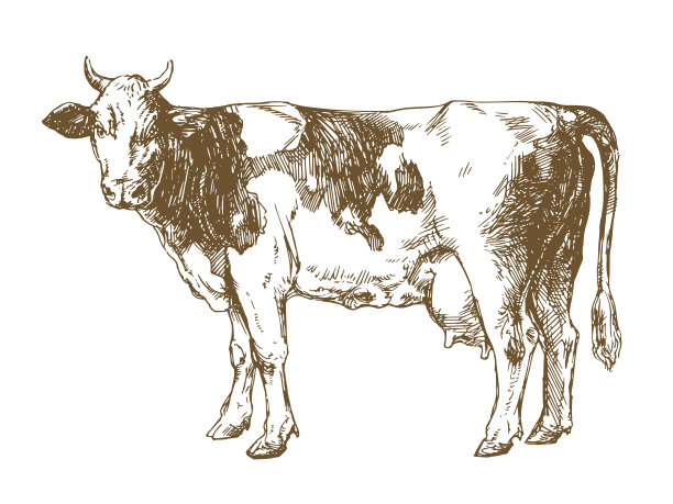 奶牛站在白色背景前图片下载