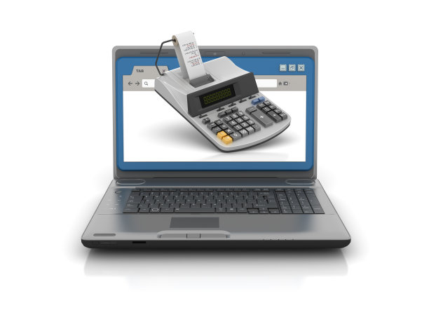 计算机笔记本电脑与网络浏览器和计算器- 3D渲染图片下载