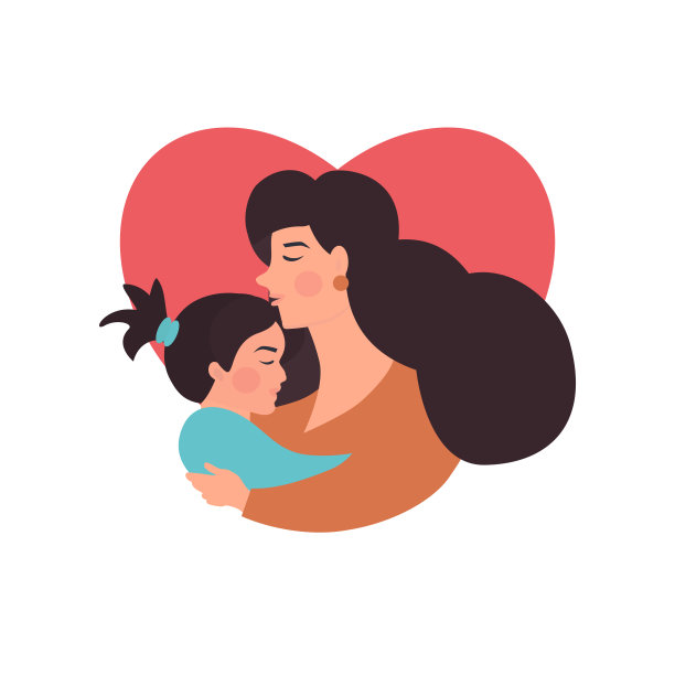 母亲和孩子。妈妈用极大的爱和温柔拥抱着她的女儿。图片下载