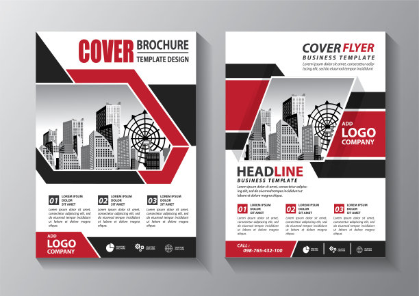 宣传册设计，封面现代布局，年度报告，海报，传单在A4彩色三角形，几何形状的技术，科学，市场与光背景素材图片