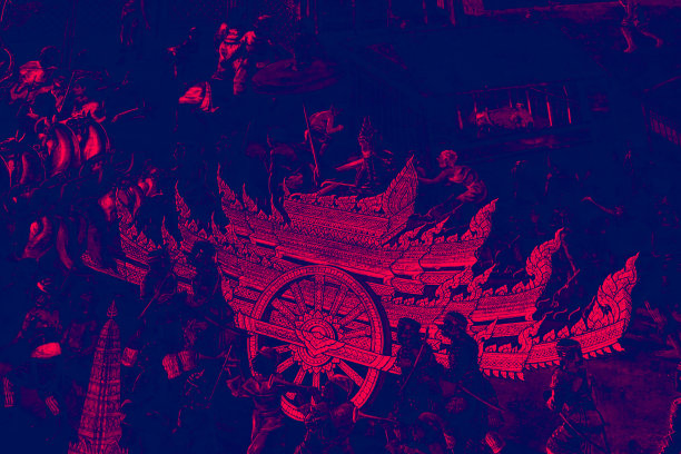 罗摩衍那(罗摩衍那)壁画颜色黑色和粉红色的插图沿着画廊墙纸和艺术背景图片下载