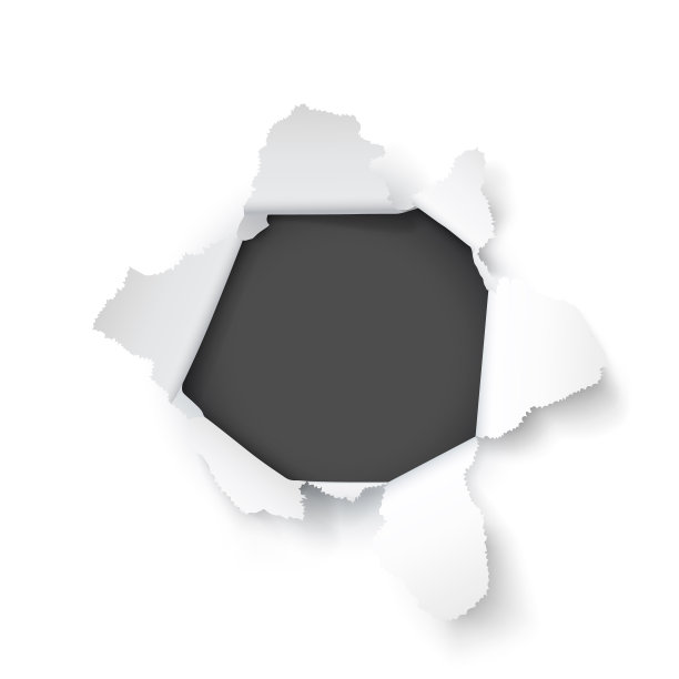 在白色背景上炸出纸洞。矢量图图片下载