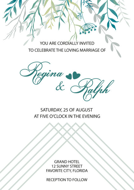 精致的线条和花朵背景。树叶，树枝，草药。婚礼的邀请。图片下载