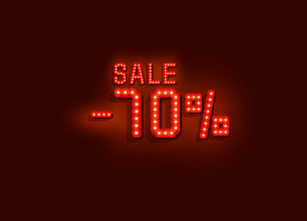 霓虹70销售文字横幅。图片下载