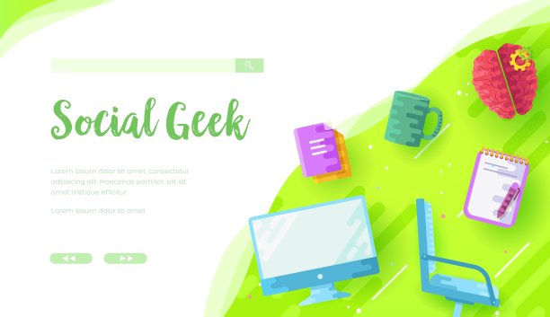 社交极客矢量登陆页面模板图片下载